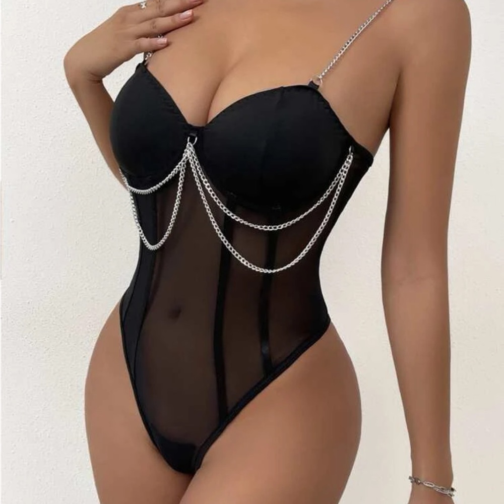 Sexy black chained bodysuit.